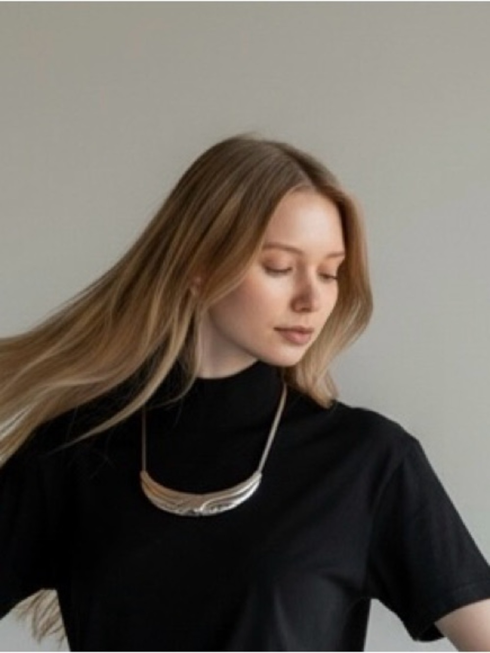 Chicos Silver-tone Curved Pendant Bib Necklace -